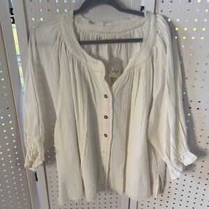 We the Free Ivory Textured Blouse